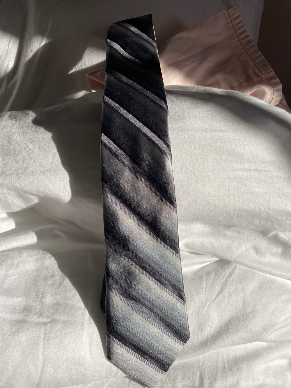 Express Men's Black and Gray Diagonal Stripe Tie